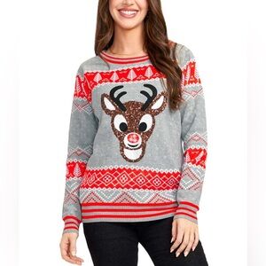 NEW w/o Tags TIPSY ELVES WOMEN'S SEQUIN RUDOLPH CHRISTMAS SWEATER PLUS SIZE 2X